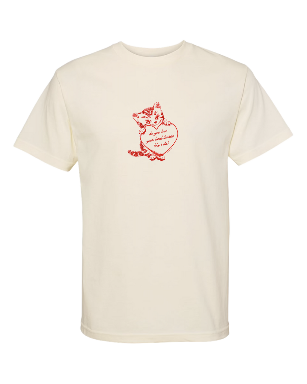 here kitty, kitty tee - RED/BEIGE