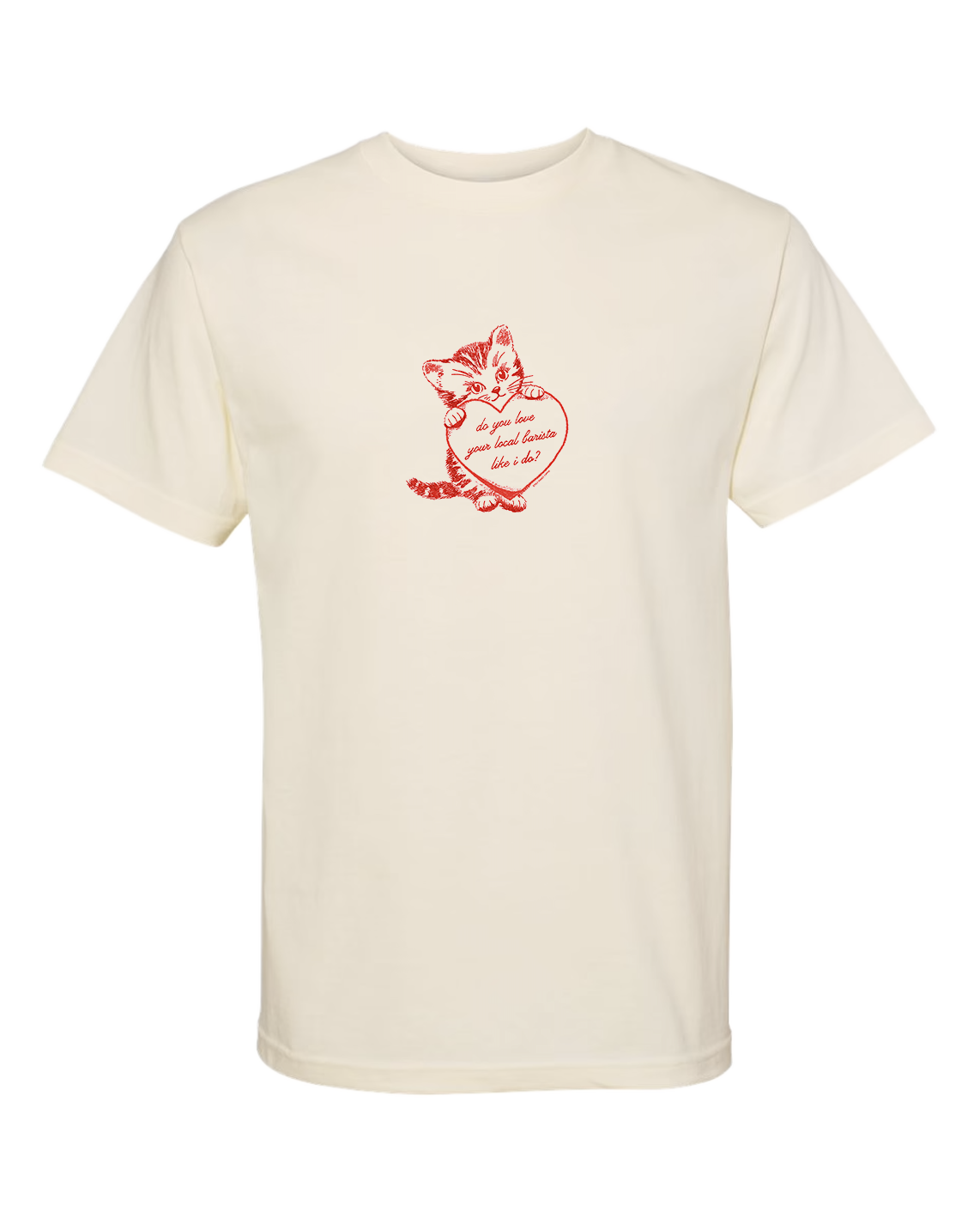 here kitty, kitty tee - RED/BEIGE